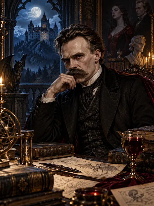 Friedrich Nietzsche studia il mito dell'oltreumano nel Castello di Bran
