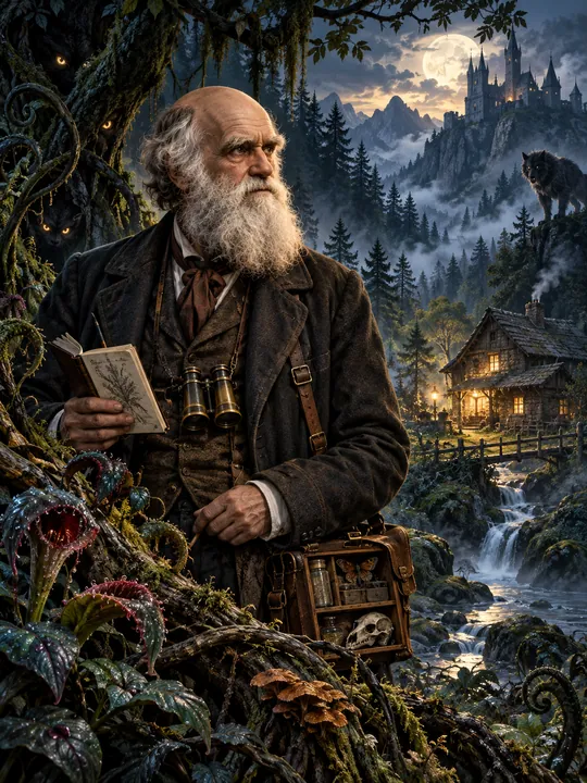 Charles Darwin esplora una foresta popolata da creature misteriose